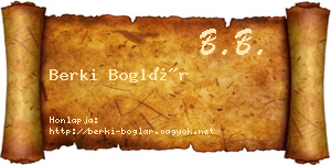 Berki Boglár névjegykártya